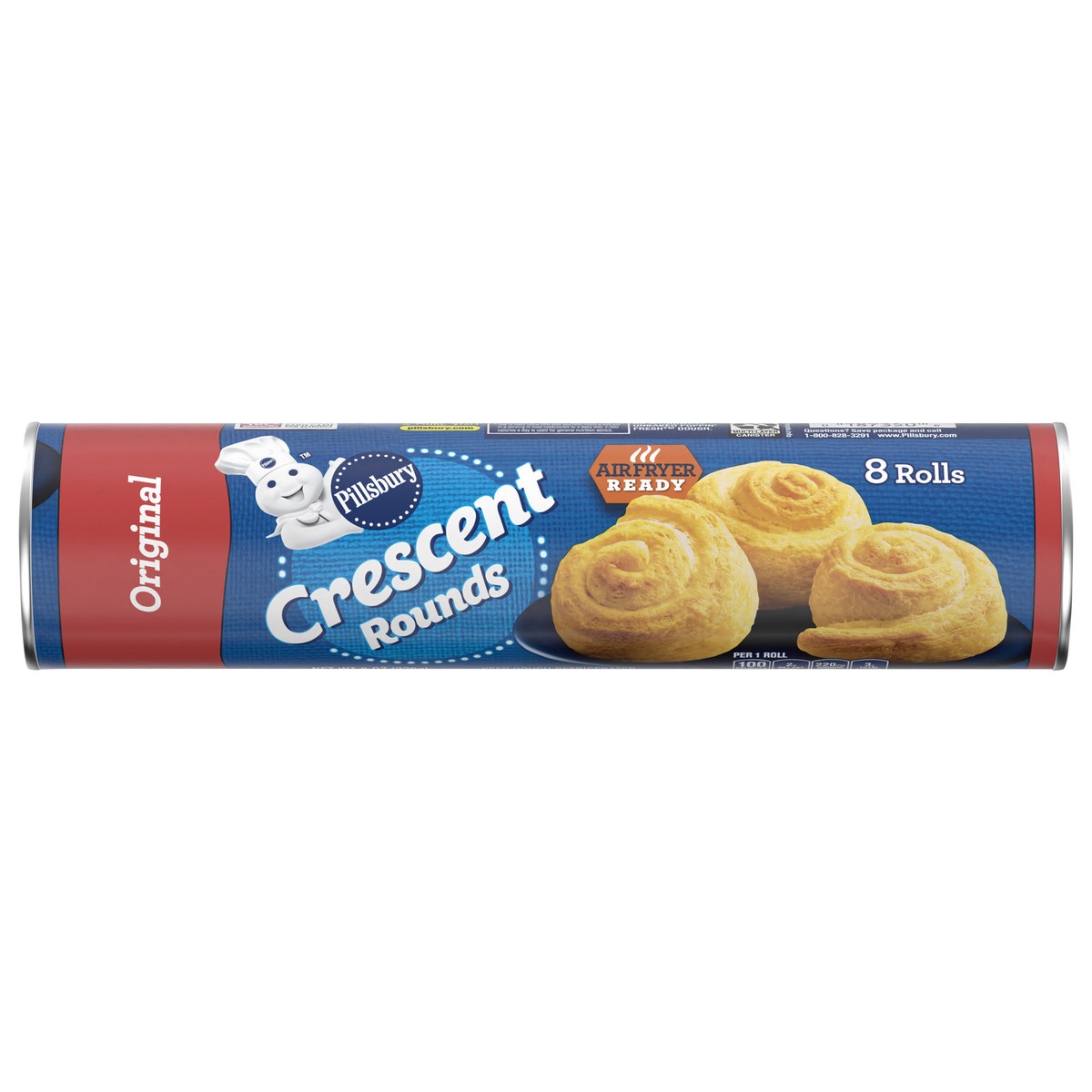 slide 1 of 9, Pillsbury Crescent Rounds, Original Refrigerated Canned Pastry Dough, 8 Rolls, 8 oz, 8 ct