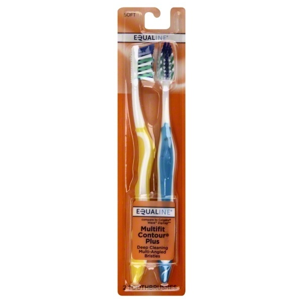 slide 1 of 1, Equaline Multi Lift Contour Plus Toothbrushes, Soft, 2 ct