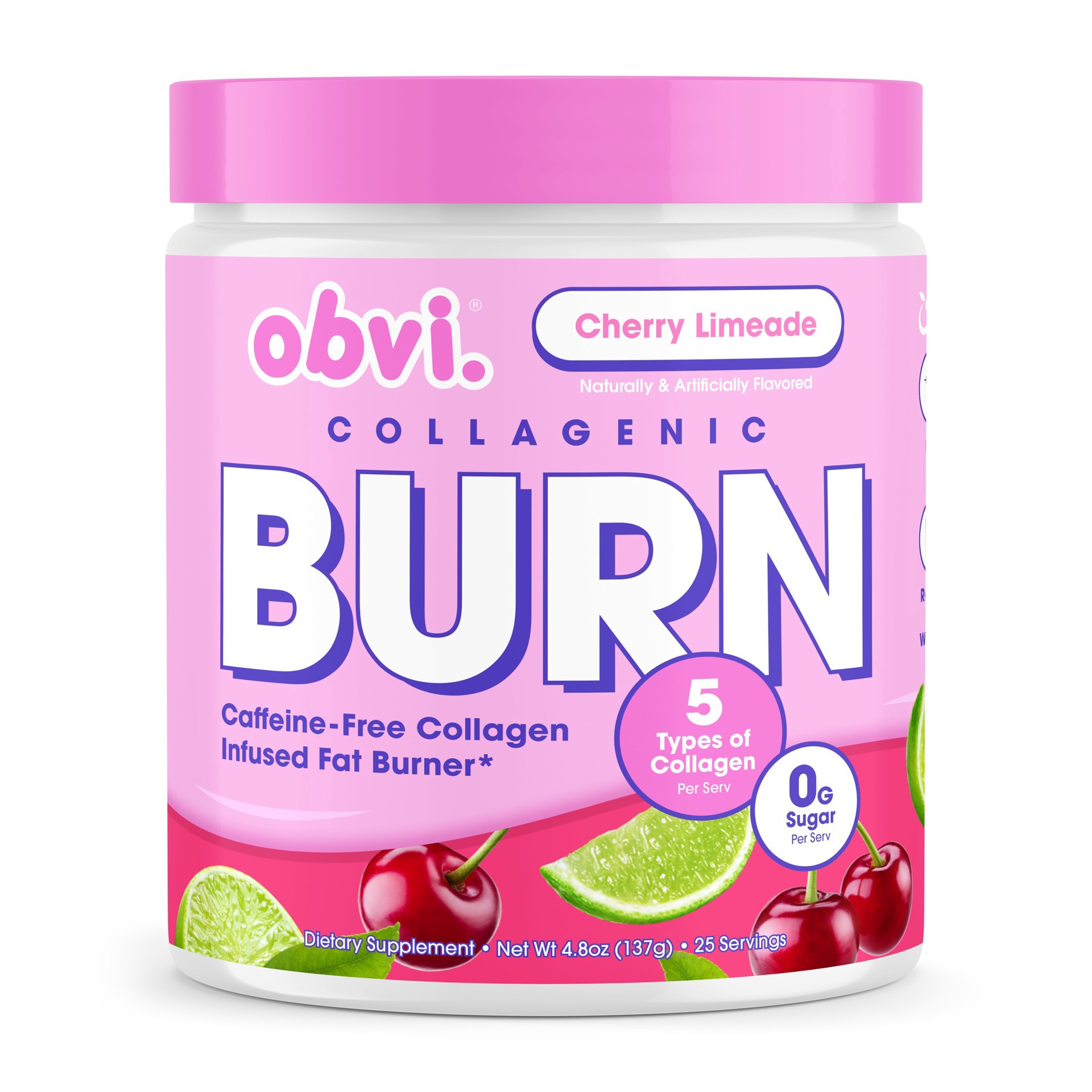 slide 1 of 1, Obvi Collagenic Burn Cherry Limeade, 4.8 oz