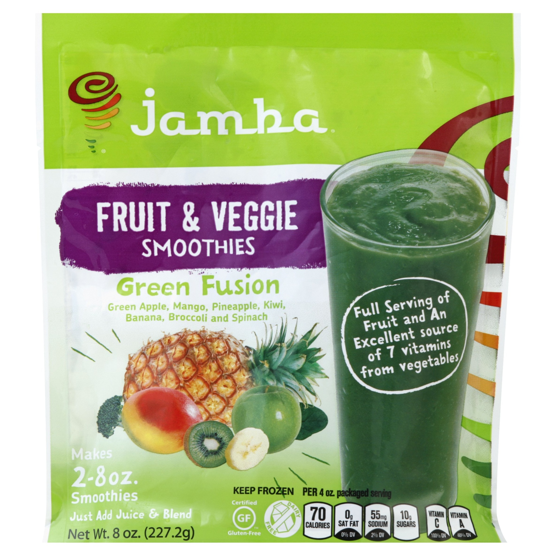 slide 1 of 1, Jamba Fruit & Veggie Smoothies Green Fusion, 8 oz