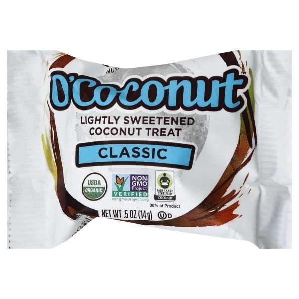 slide 1 of 1, Nutiva O'Coconut Lightly Sweetened Coconut Treat, 0.5 oz