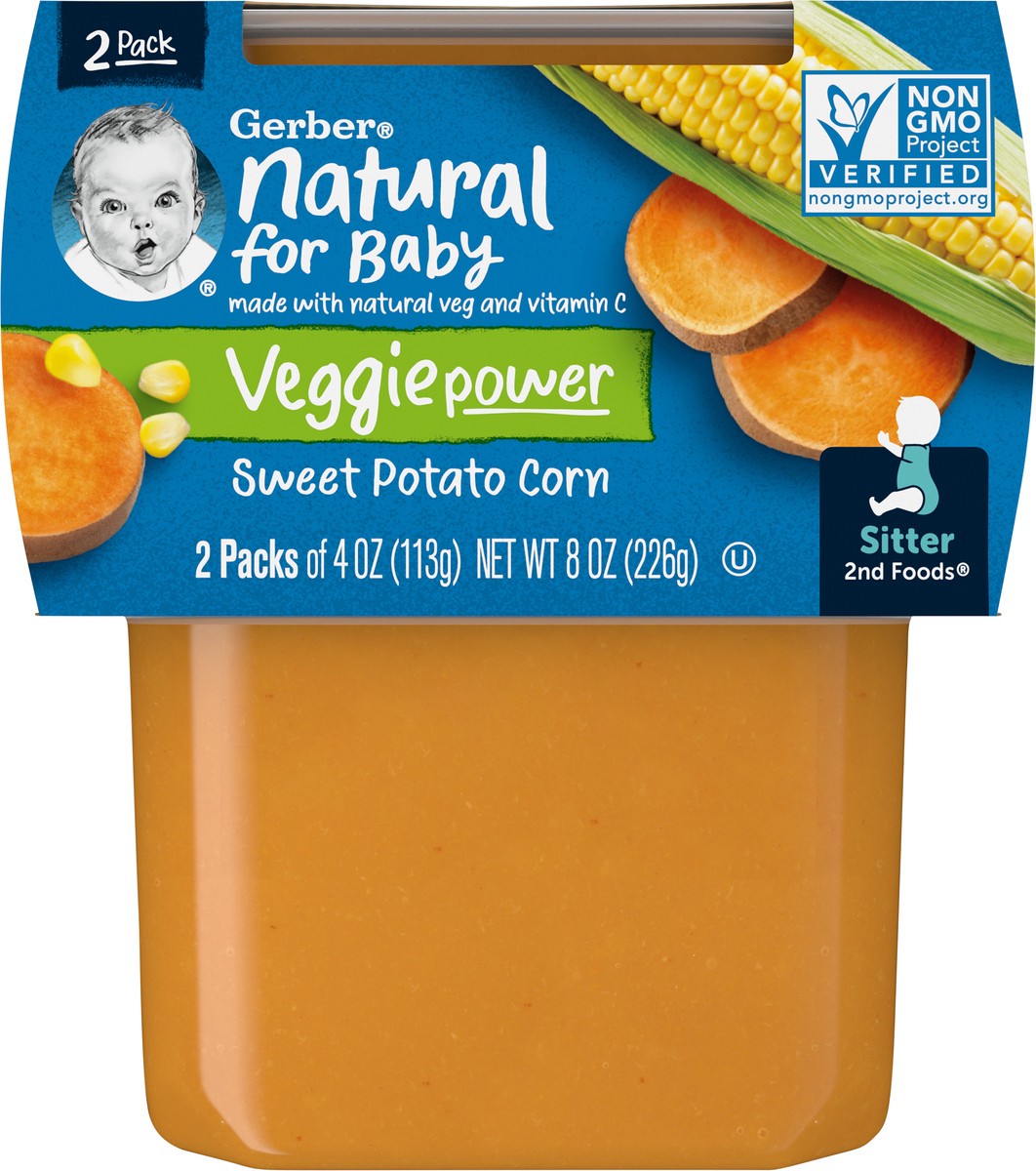 slide 5 of 9, Gerber Stage 2 Baby Food, Sweet Potato Corn, 4 oz Tubs (2 Pack), 2 ct