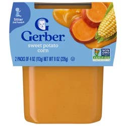 Gerber Stage 2 Baby Food, Sweet Potato Corn, 4 oz Tubs (2 Pack)