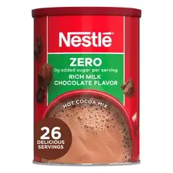 Nestle Hot Cocoa Zero, 0g Added Sugar Rich Milk Chocolate Flavored Mix Powder for Hot Chocolate Canister