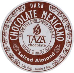 Taza Chocolate Organic Dark Chocolate Mexicano Salted Almond Discs 2.7 oz