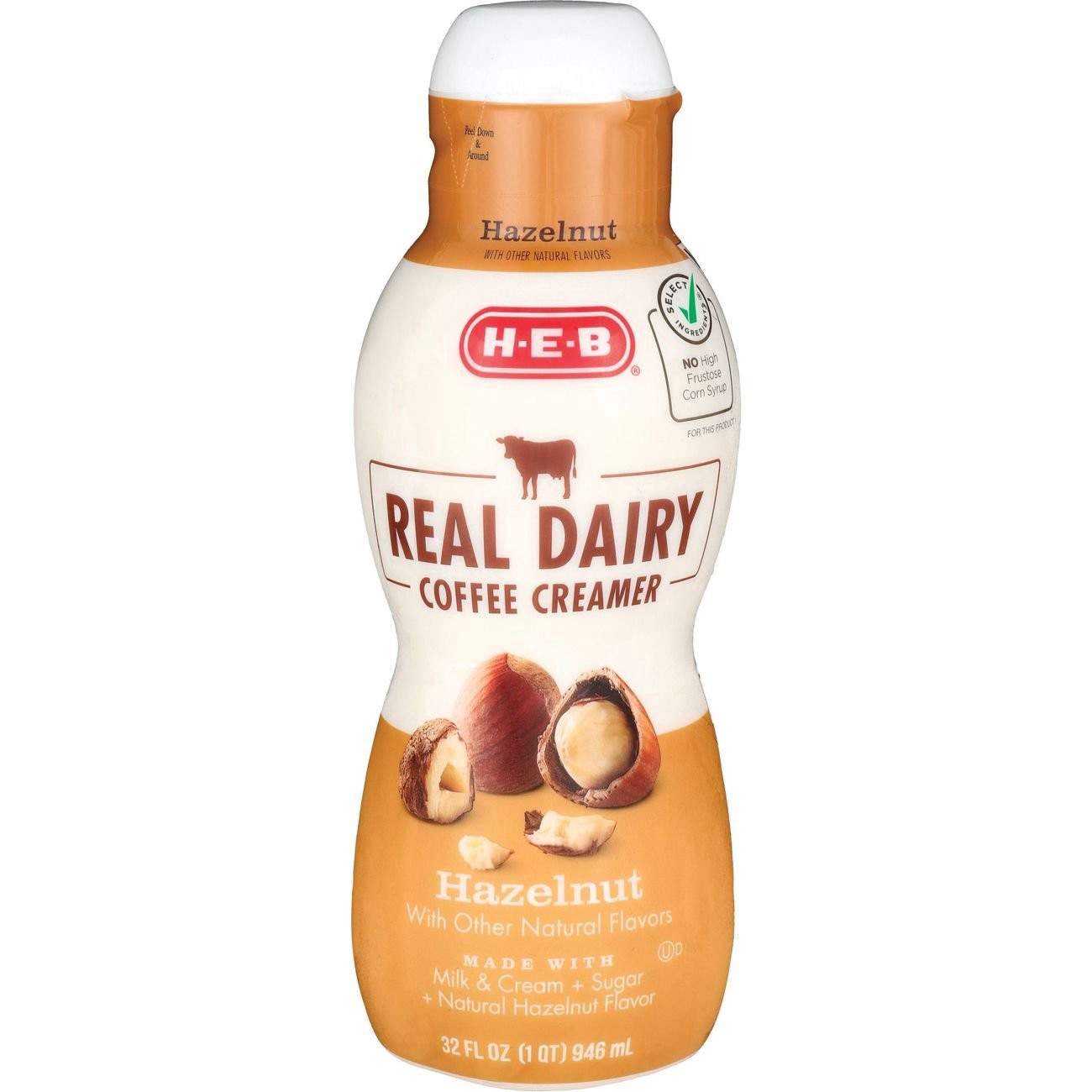 slide 1 of 1, H-E-B Real Dairy Liquid Coffee Creamer - Hazelnut, 32 oz