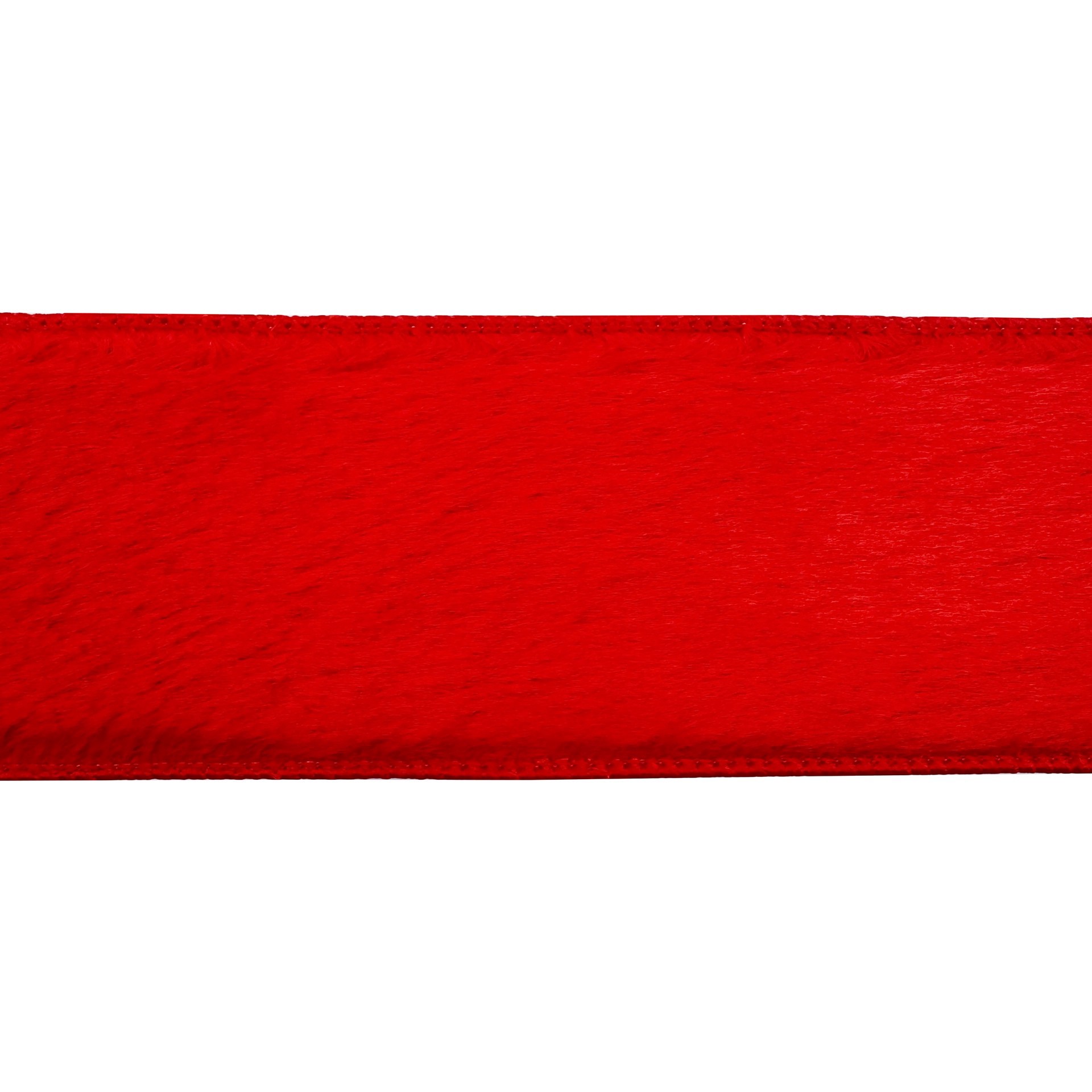 slide 3 of 3, 2.5" X 15ft. Red Wired Faux Fur Ribbon By Celebrate It, 2.5 in x 15 ft