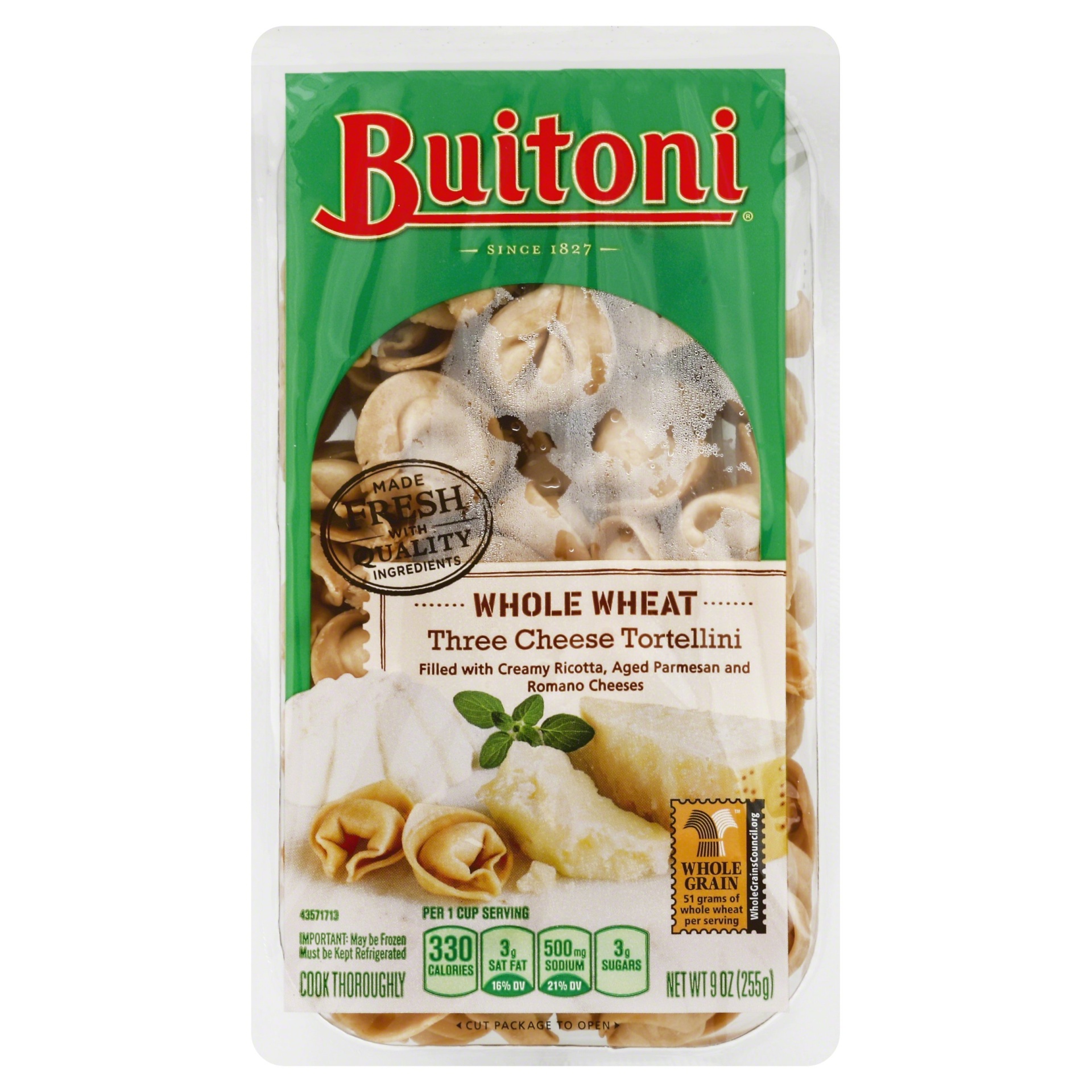 slide 1 of 5, Buitoni Whole Wheat Three Cheese Tortellini, 9 oz