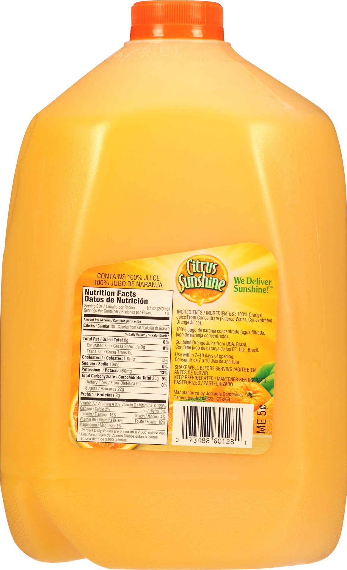 slide 6 of 7, Citrus Sunshine 100% Pure Orange Juice, 1 gal