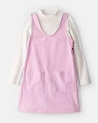 Carter's Carters Girls Corduroy Dress Set - Pink/Ivory Multi 5