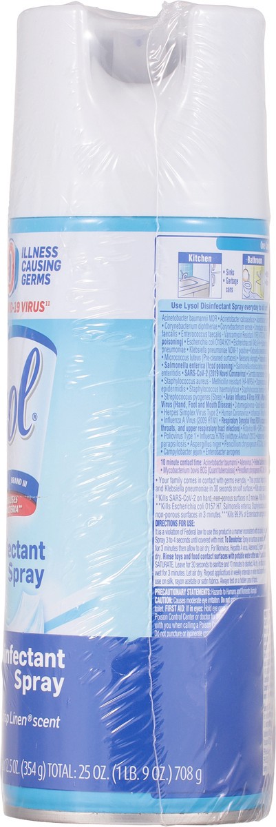 slide 8 of 9, Lysol Crisp Linen Scent Disinfectant Spray Value Pack = 2 - 12.5 oz Cans, 2 ct