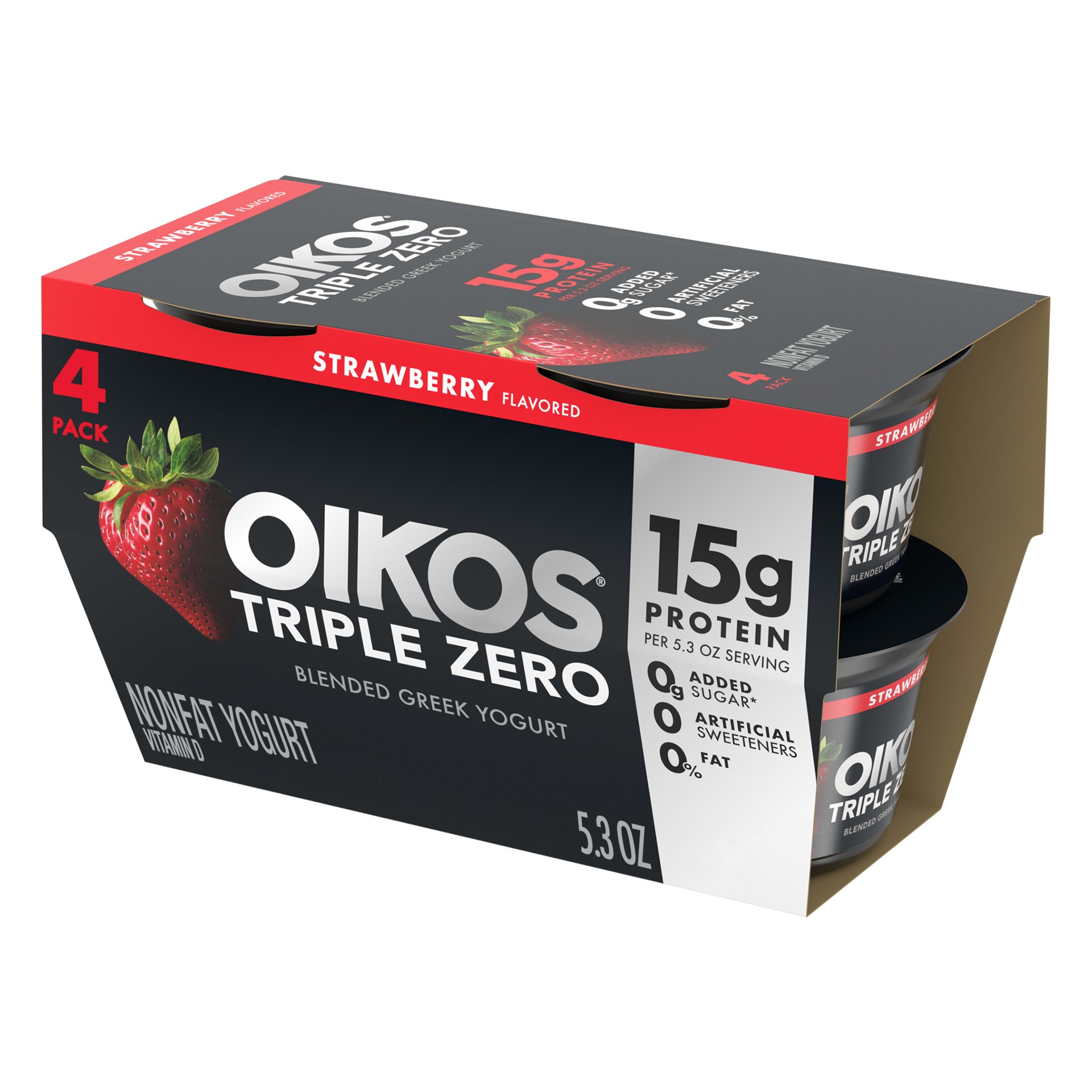 Oikos Triple Zero Strawberry Greek Yogurt Cups, Packaging May Vary 5.3