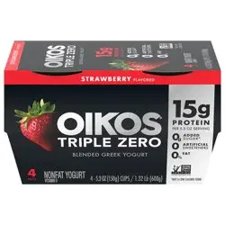 Oikos Triple Zero Strawberry Greek Yogurt - 4ct/5.3oz Cups