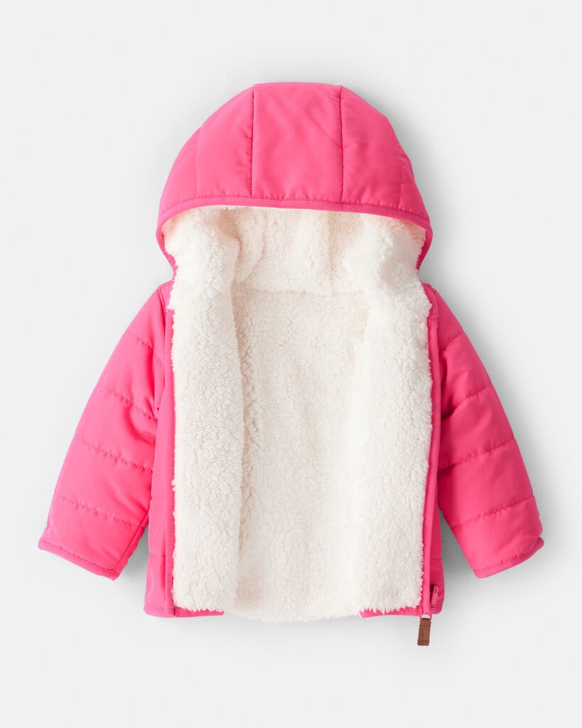 slide 2 of 3, Carter's Carters Baby Girl Hooded Puffer Jacket - Pink Fuchsia NB, 1 ct