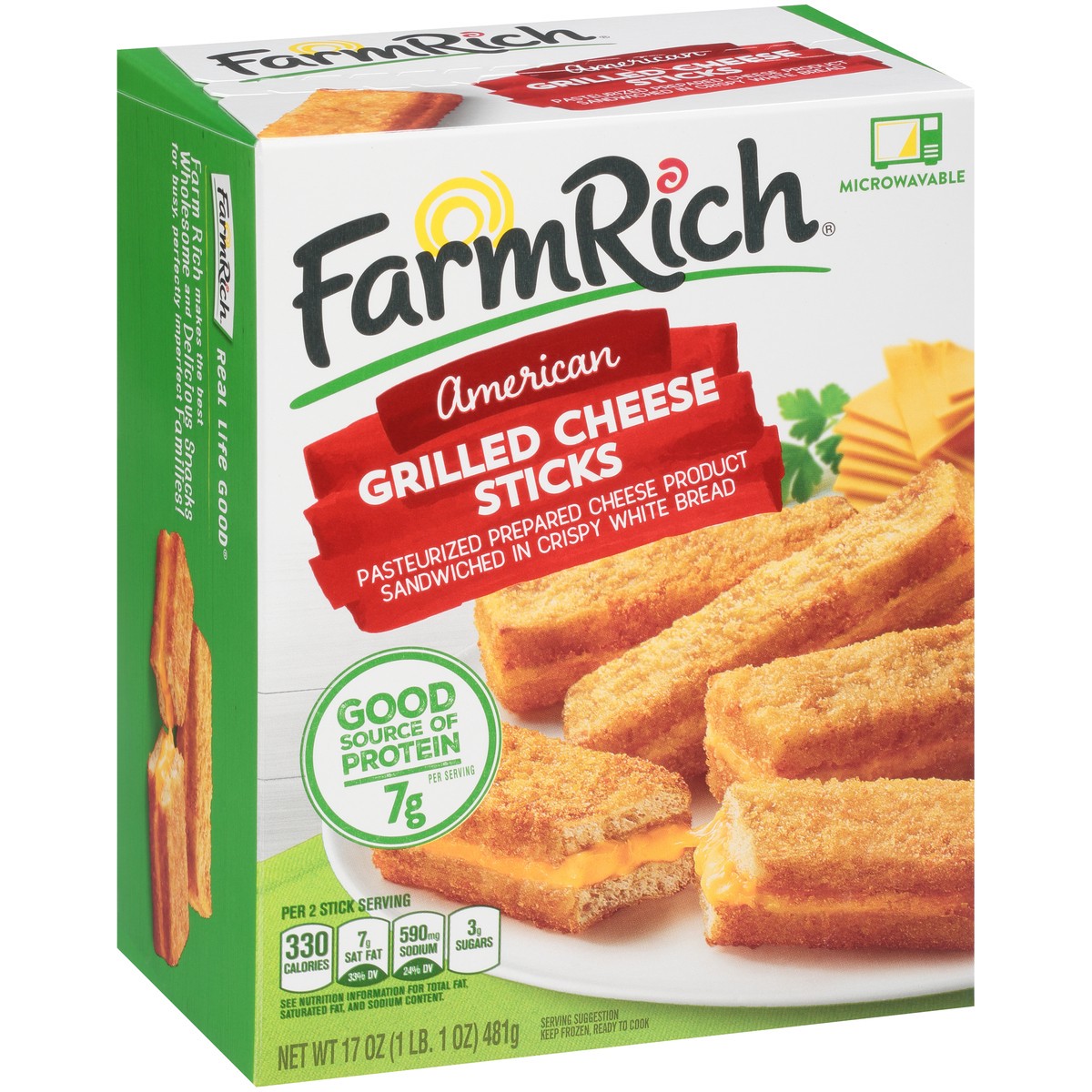 slide 2 of 14, Farm Rich American Grilled Cheese Sticks 17 oz. Box, 17 oz