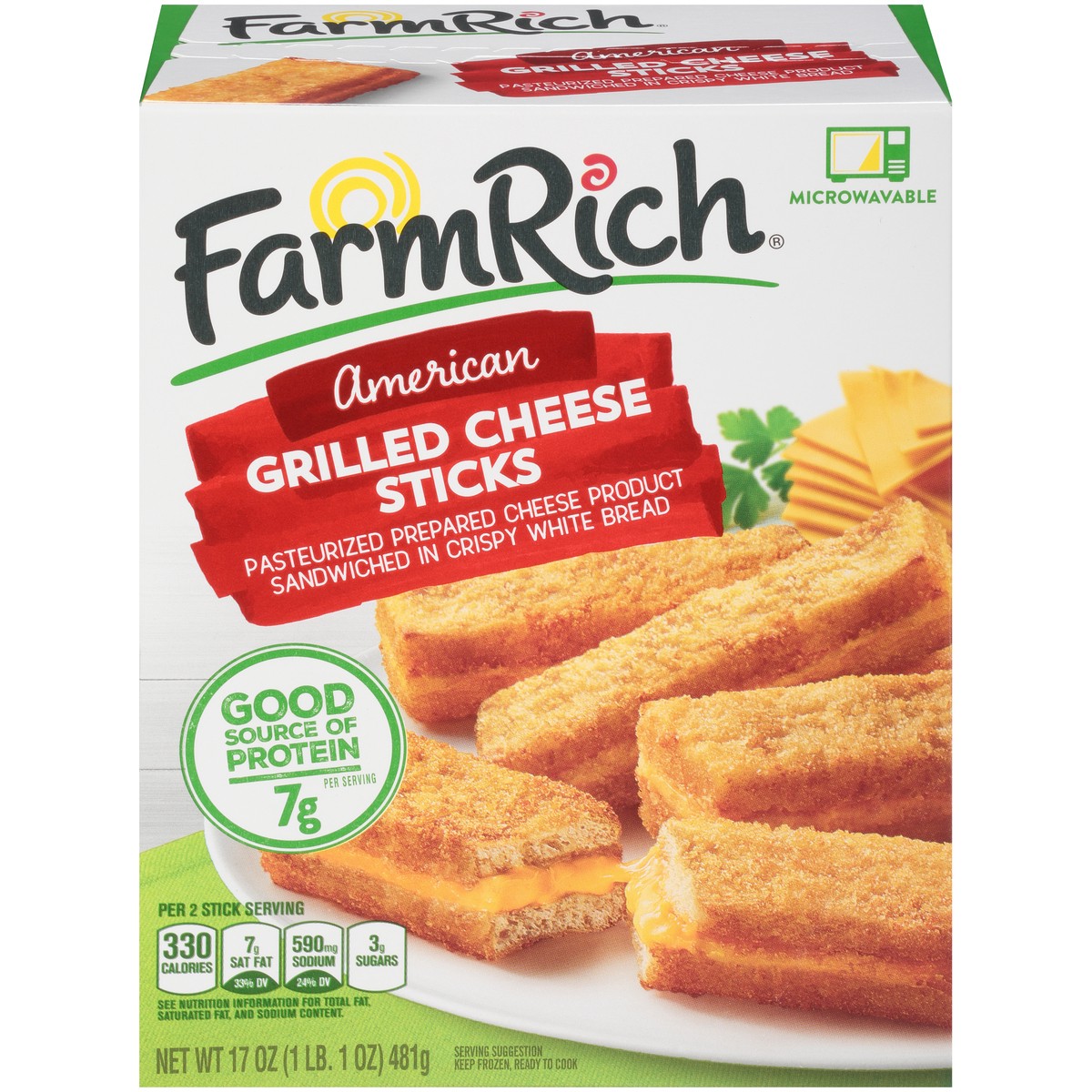 slide 1 of 14, Farm Rich American Grilled Cheese Sticks 17 oz. Box, 17 oz