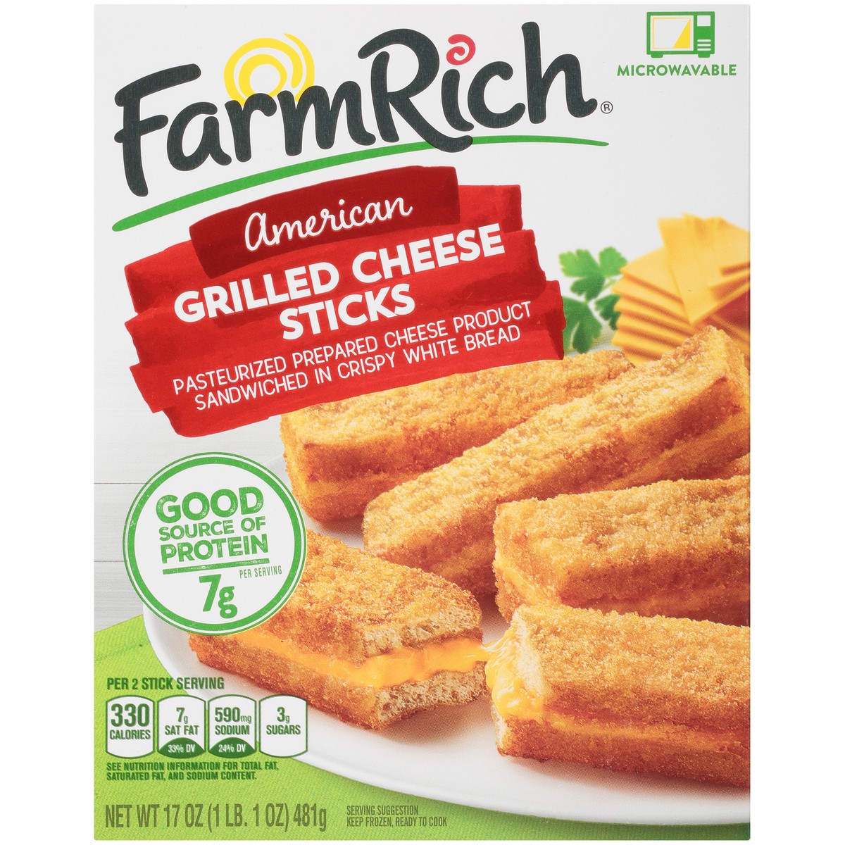 slide 1 of 14, Farm Rich American Grilled Cheese Sticks 17 oz. Box, 17 oz