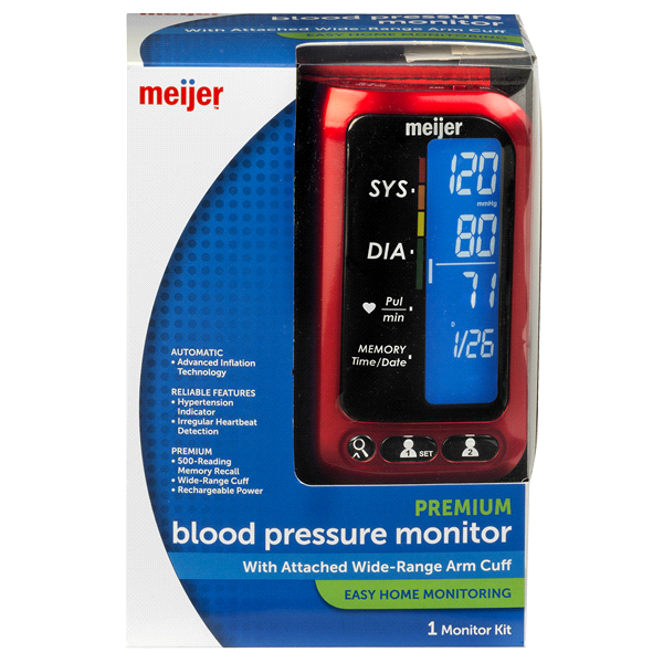 slide 1 of 1, Meijer Premium Blood Pressure Monitor, 1 ct