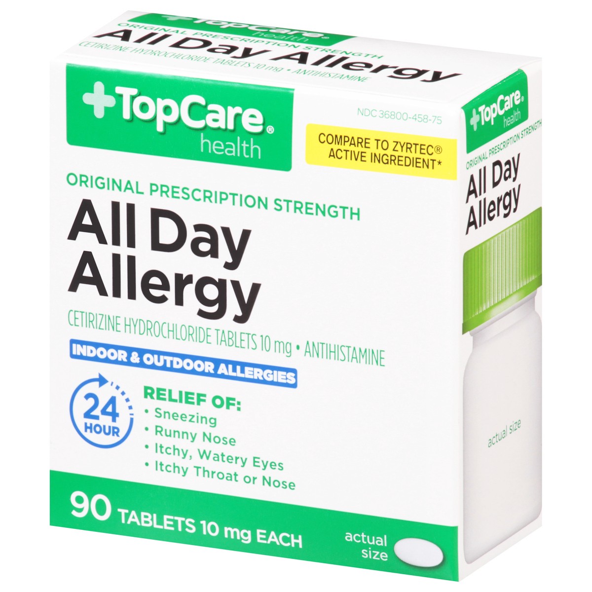 slide 7 of 16, TopCare Health Original Prescription Strength 10 mg All Day Allergy 90 Tablets, 90 ct