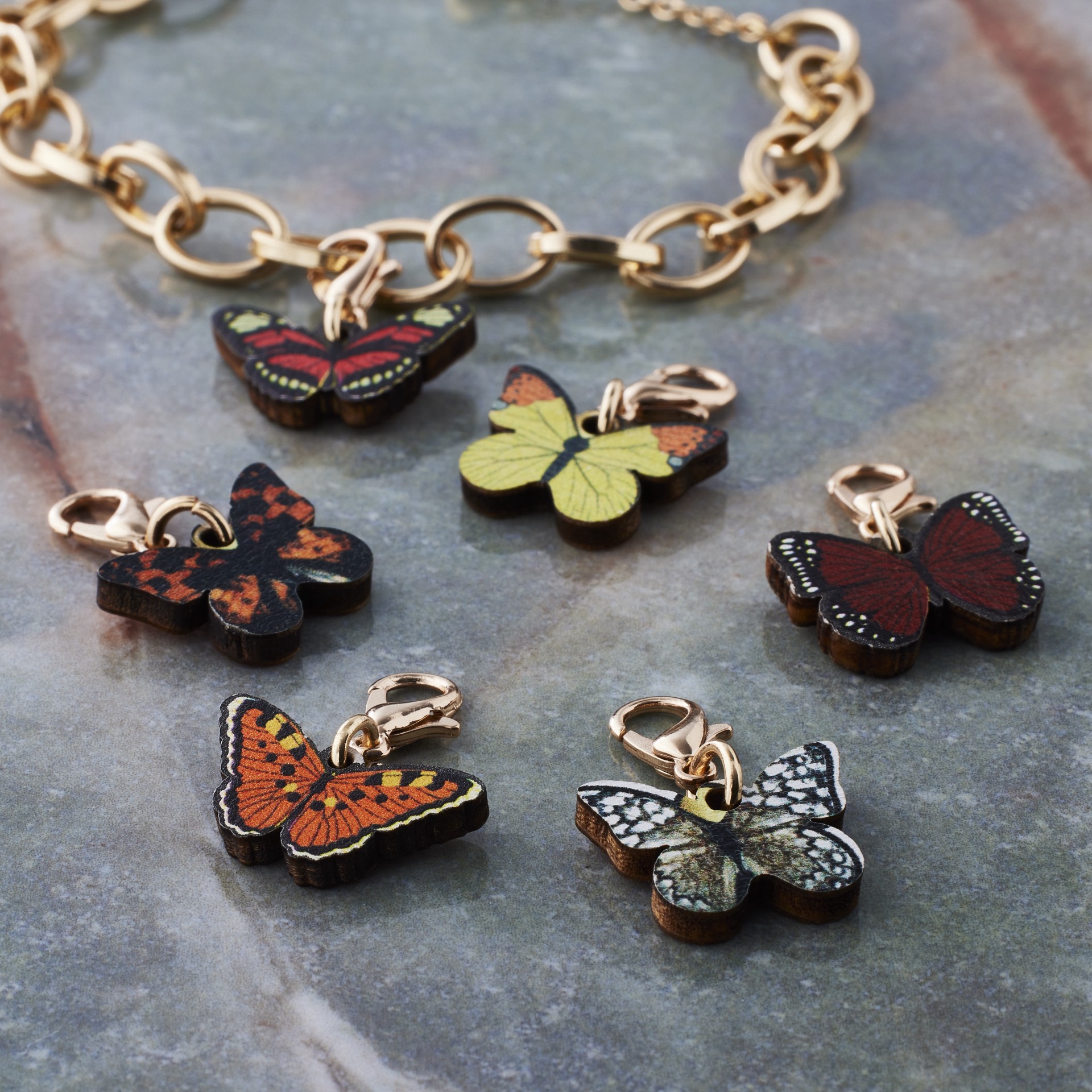 slide 2 of 3, Wood Butterfly Charms By Bead Landing, 13 mm charm size