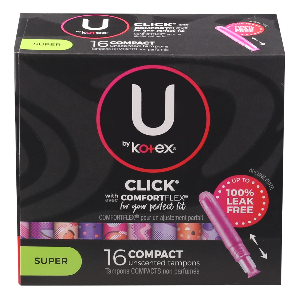 slide 1 of 1, U by Kotex Super Click Compact Tampons, 16 ct