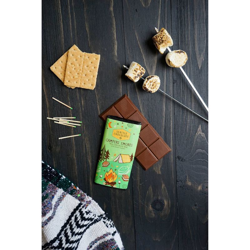 slide 4 of 8, Seattle Chocolate Campers' S'mores Milk Chocolate Bar, 2.5 oz