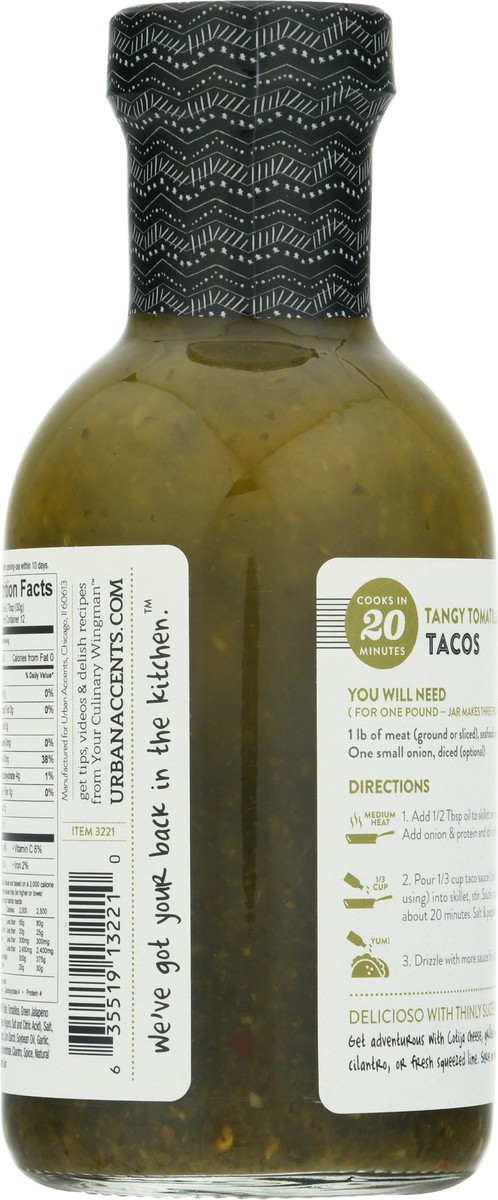 slide 4 of 9, Urban Accents Taco Tangy Tomatillo Garlic Simmer Sauce 12 fl oz, 12 fl oz