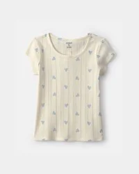 Oshkosh Girls Heart Ribbed Tee - Ivory Ivory 10