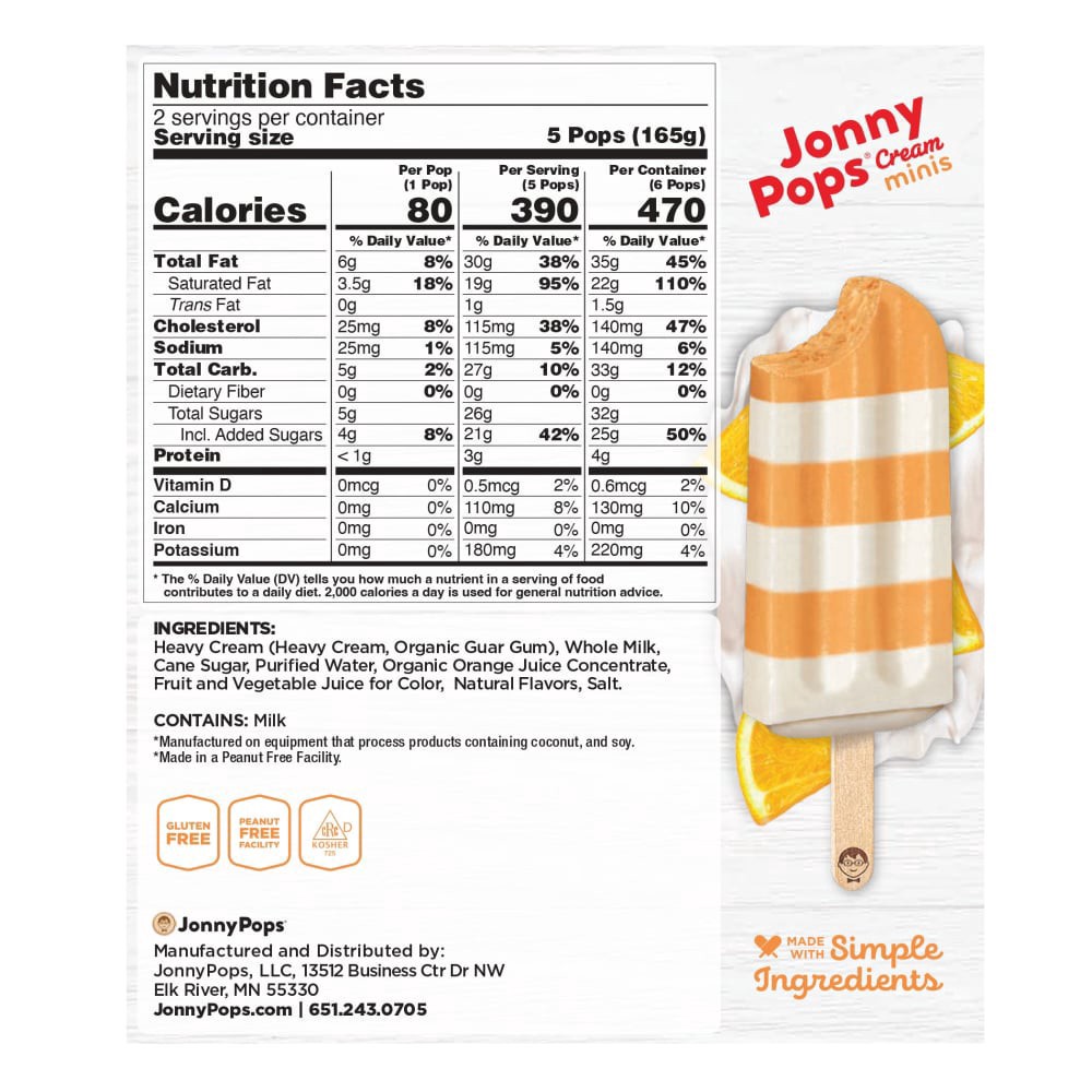 slide 4 of 5, Jonny Pops® Cream Minis- Orange Creme, 6 ct / 1.12 fl oz
