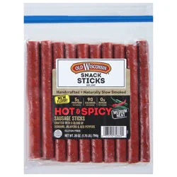 Old Wisconsin Snack Sticks Medium Heat Hot & Spicy Sausage Sticks 28 oz