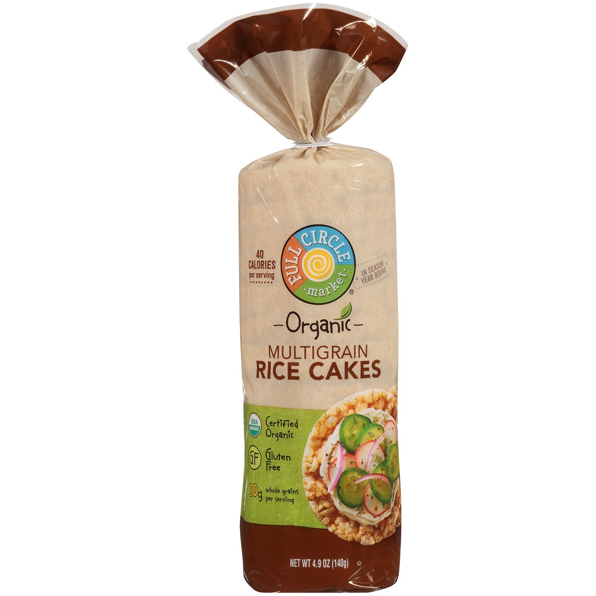 slide 2 of 9, Full Circle Market Multigrain Rice Cakes, 4.9 oz