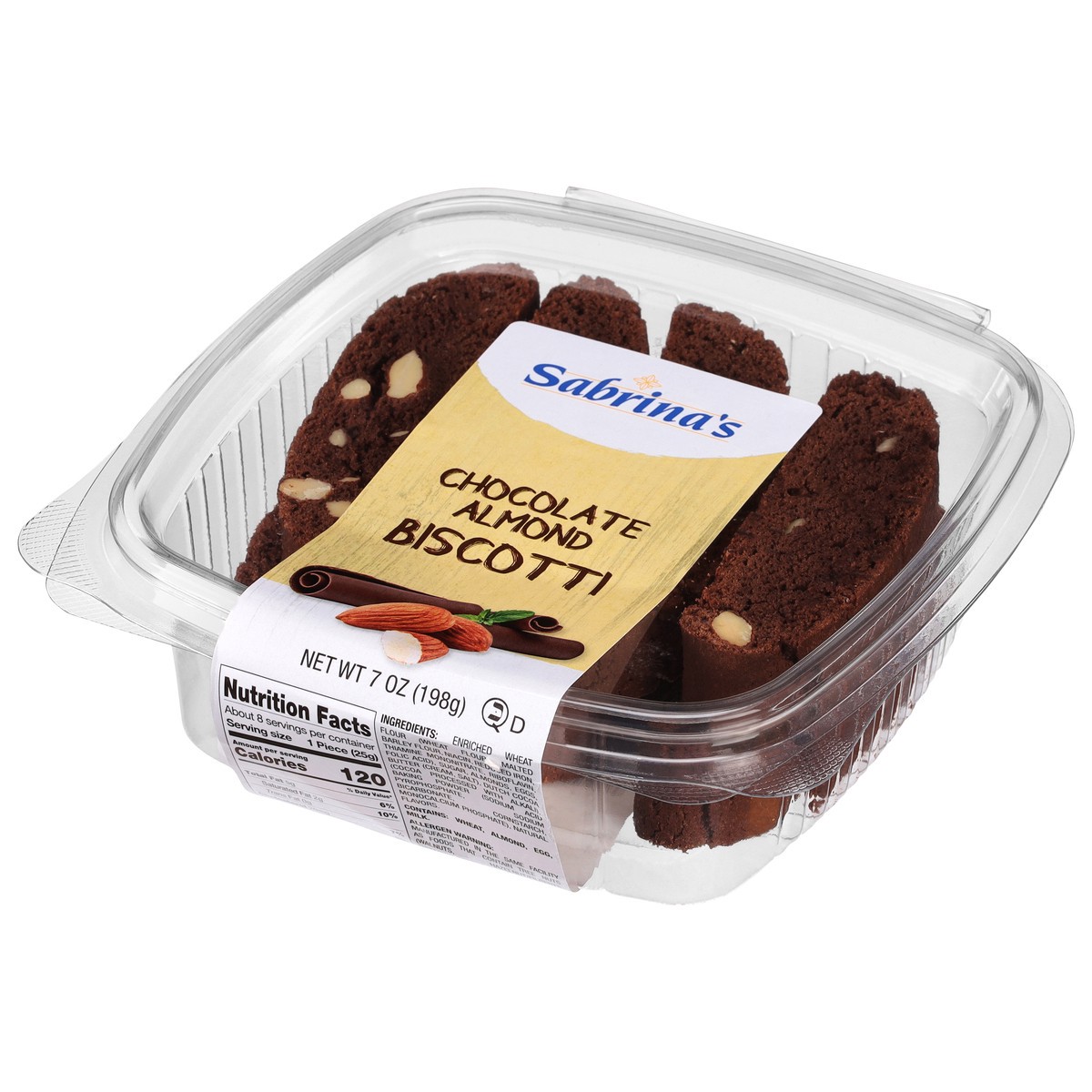 slide 3 of 9, Sabrina's Sabrnas Chocolate Almond Biscotti, 7 oz