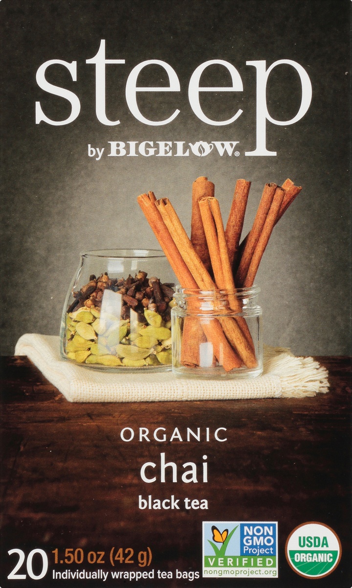 slide 8 of 9, Steep by Bigelow Organic Chai Black Tea Bags, 20 ct