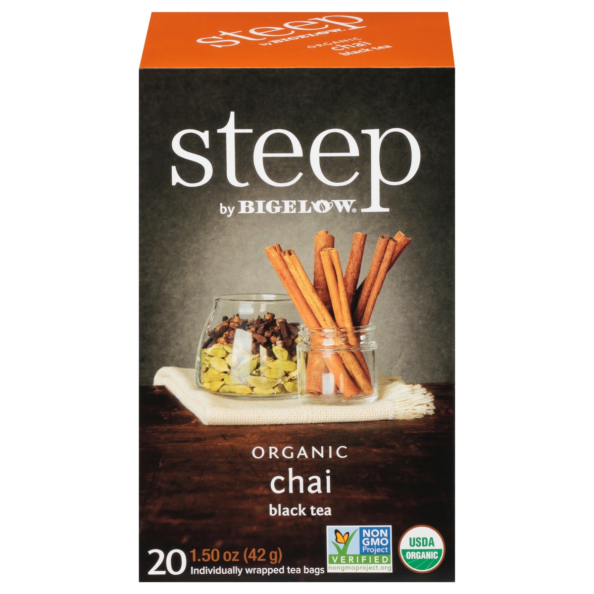 slide 1 of 9, Steep by Bigelow Organic Chai Black Tea Bags, 20 ct