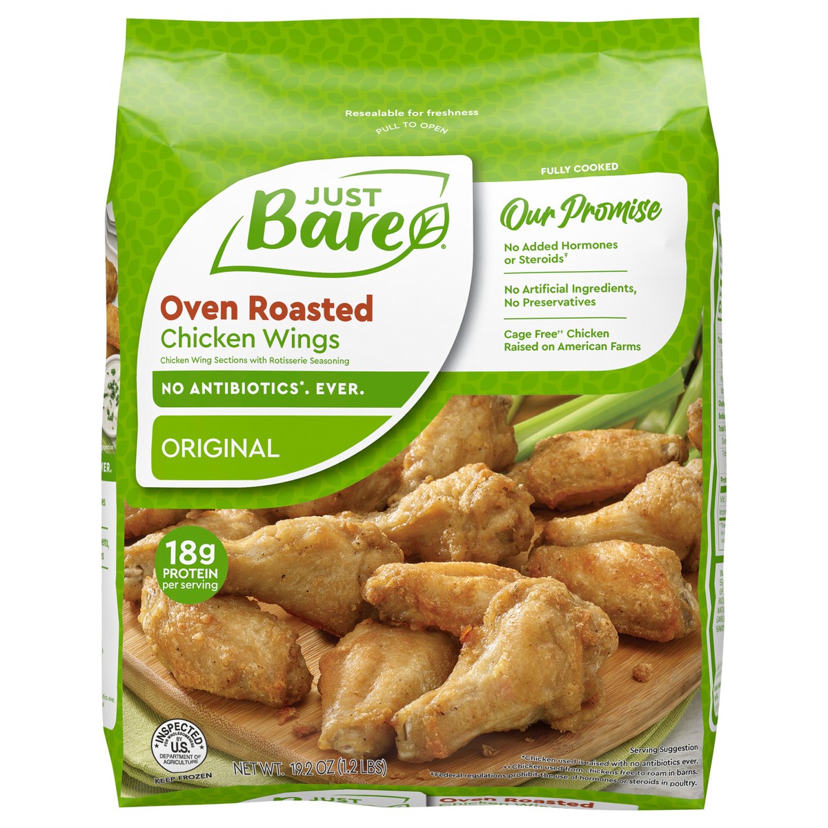 slide 1 of 11, Just Bare Oven Roasted Chicken Wings 19.2 oz, 19.2 oz