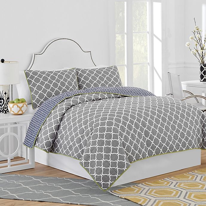 slide 1 of 2, Jill Rosenwald Hampton Links Reversible Full/Queen Quilt - Grey, 1 ct