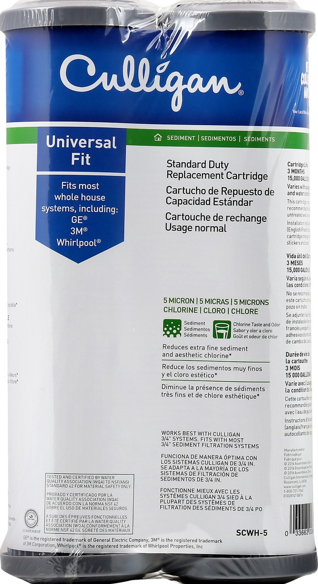 slide 6 of 9, Culligan Universal Fit Standard Duty Water Filter Replacement Cartridge 1 ea, 2 ct