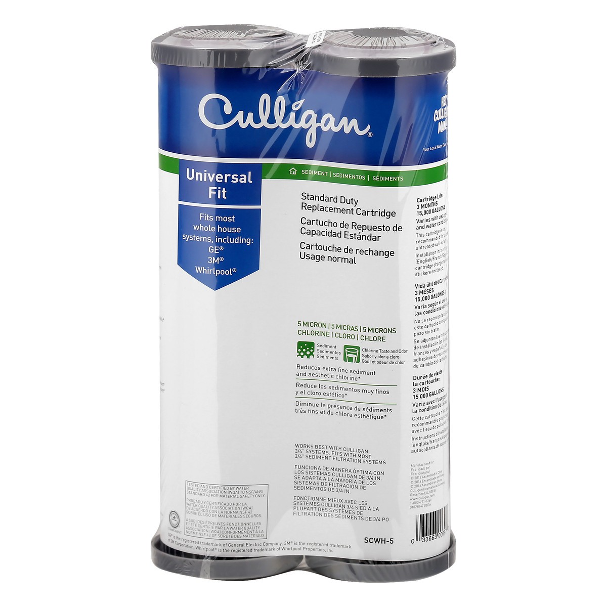 slide 1 of 9, Culligan Universal Fit Standard Duty Water Filter Replacement Cartridge 1 ea, 2 ct