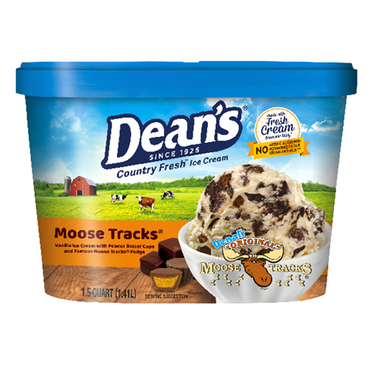 slide 1 of 1, Dean's Country Fresh Premium Ice Cream Denali Original Mouse Tracks, 1.5 qt