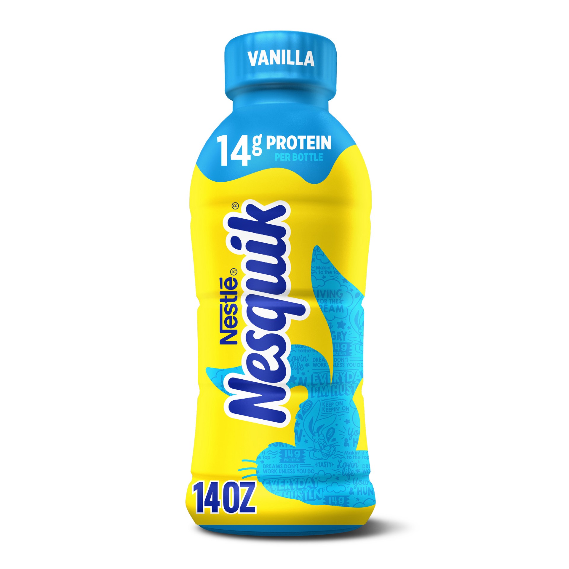 slide 1 of 3, Nesquik Vanilla Flavored Low-Fat Milk, Ready to Drink Low-fat Milk,14 fl oz Bottle, 14 oz