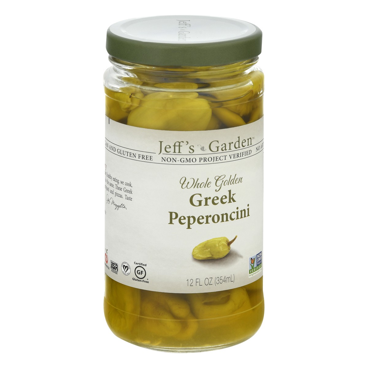 slide 2 of 9, Jeff's Garden Whole Golden Vegan Gluten-Free Greek Peperoncini 12 oz, 12 oz