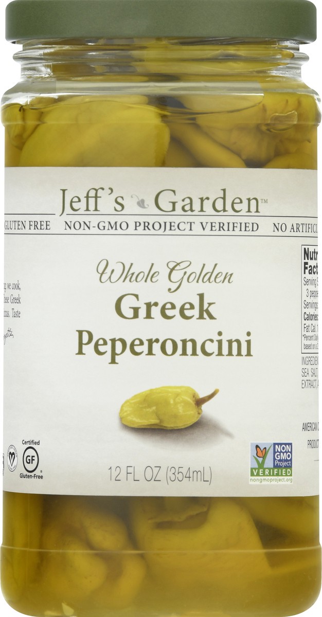 slide 6 of 9, Jeff's Garden Whole Golden Vegan Gluten-Free Greek Peperoncini 12 oz, 12 oz