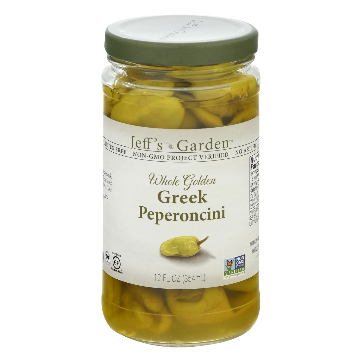 slide 1 of 9, Jeff's Garden Whole Golden Vegan Gluten-Free Greek Peperoncini 12 oz, 12 oz