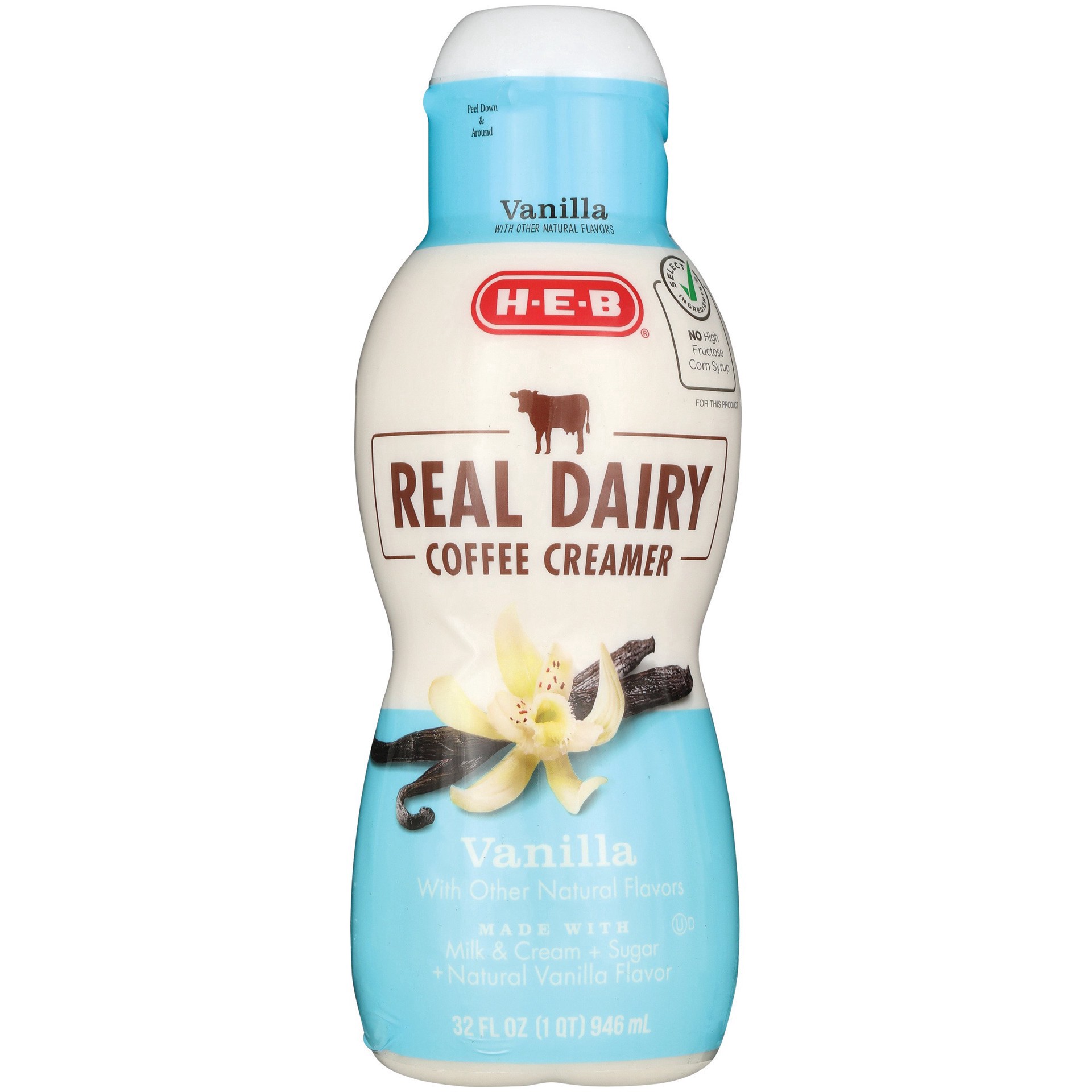 slide 1 of 1, H-E-B Real Dairy Liquid Coffee Creamer - Vanilla, 32 oz