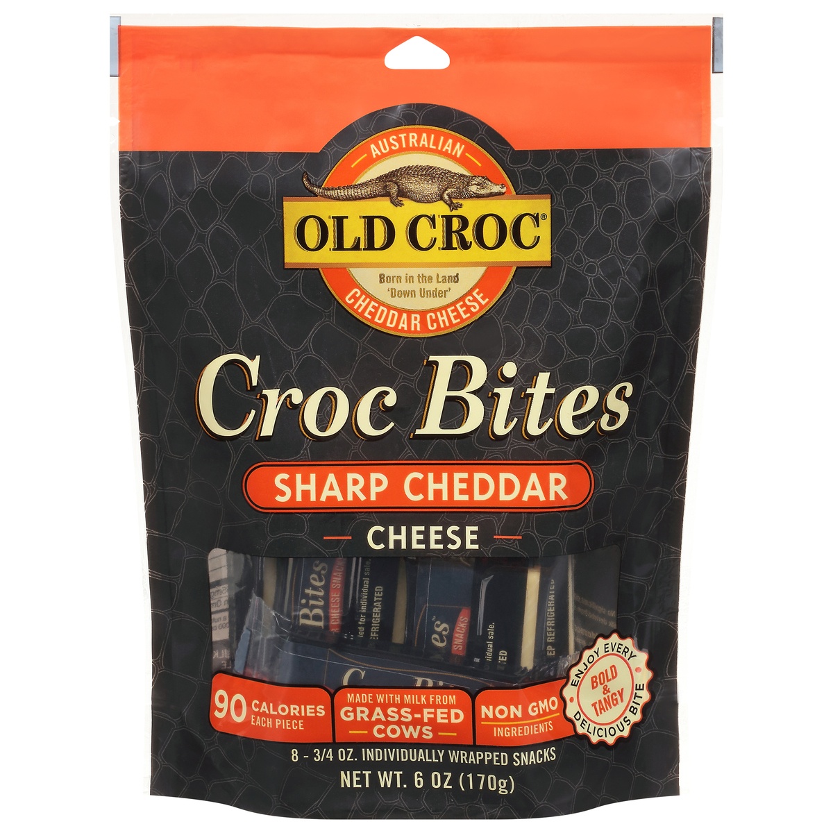 slide 1 of 1, Old Croc Croc Bites Sharp Cheddar Cheese Snacks 8 - 0.75 oz Snacks, 8 ct; 0.75 oz