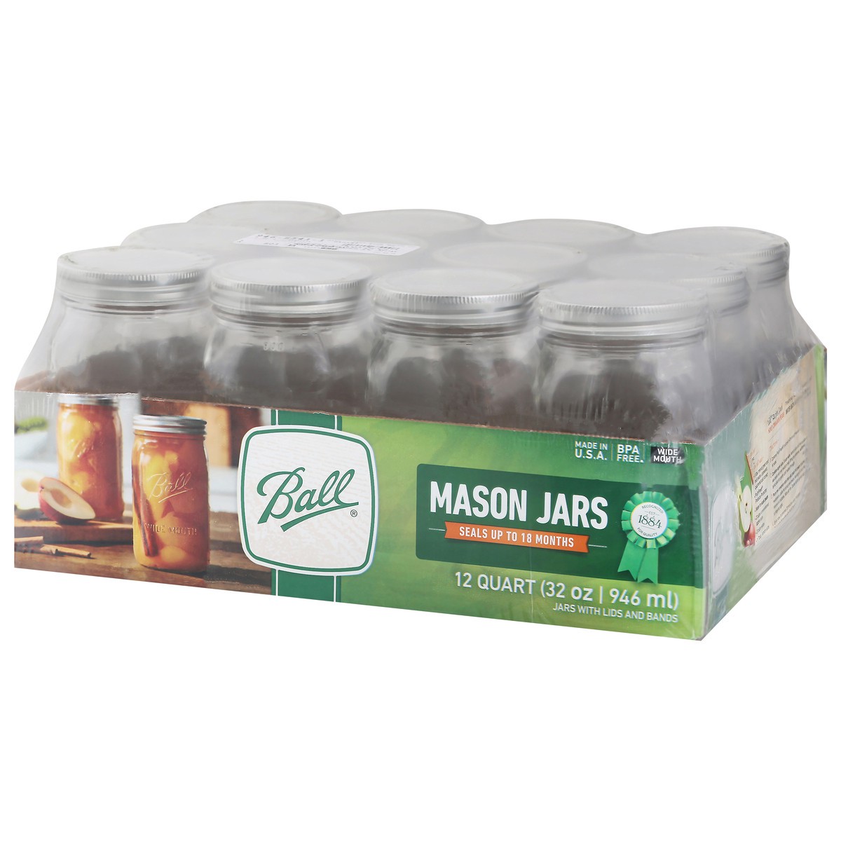 slide 9 of 13, Ball 12 Quart Wide Mouth Mason Jars 12 ea, 12 ct