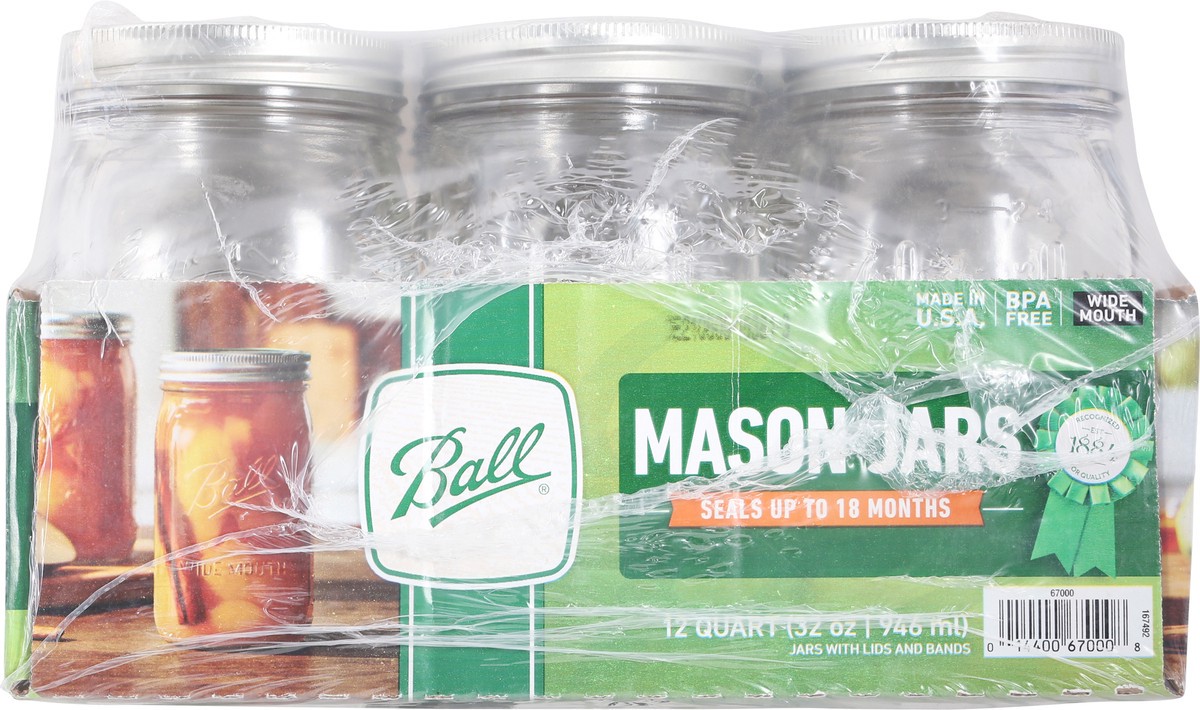 slide 11 of 13, Ball 12 Quart Wide Mouth Mason Jars 12 ea, 12 ct