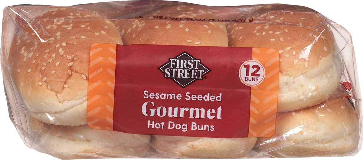 slide 12 of 14, First Street Sesame Gourmet Hot Dog Rolls, 32 oz
