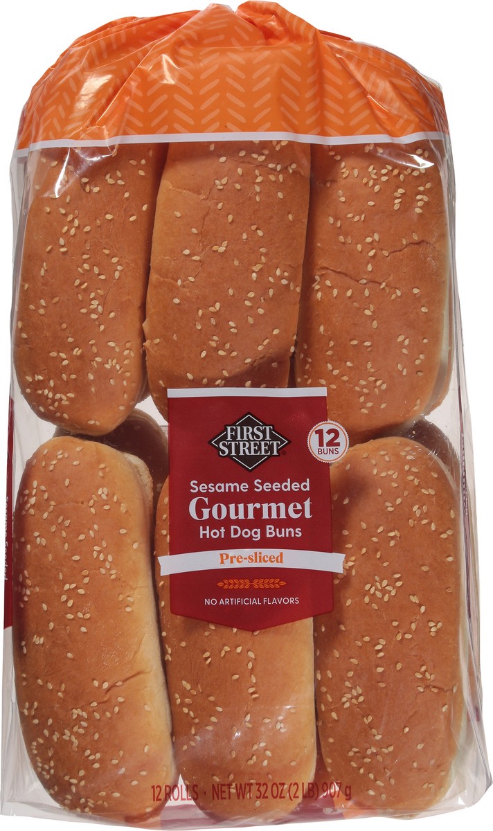 slide 3 of 14, First Street Sesame Gourmet Hot Dog Rolls, 32 oz