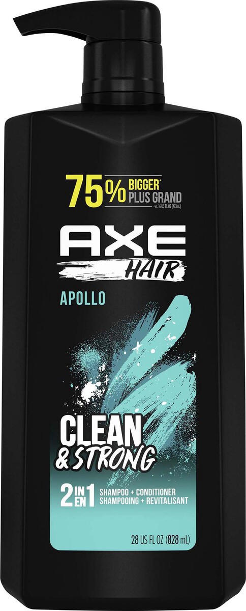 slide 3 of 3, AXE 2-in-1 Shampoo & Conditioner Apollo Wash & Care, 28 oz, 28 oz